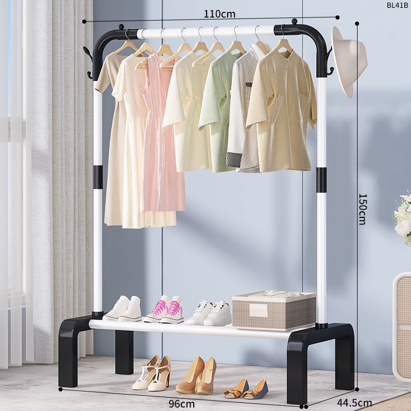 White upgraded single bar 110cm with coat hook and post