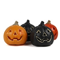Grandes lanternes LED en plastique HDPE pour décoration de fête d'Halloween, style citrouille et chat noir, 5 pouces, pour intérieur