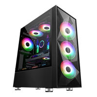 Boîtier d'ordinateur PC de jeu ATX à porte ouverte en verre trempé SAMA 3509, tour moyenne, noir