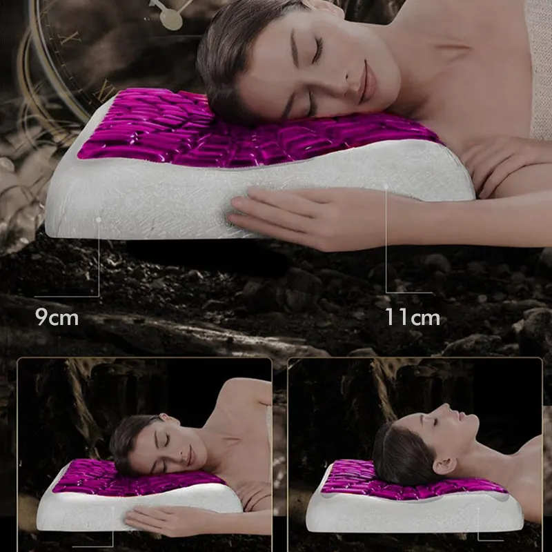 Almohada de enfriamiento lateral para dormir para el dolor de cuello y hombros, almohadas de cama curvas de espuma viscoelástica de lujo para dormir