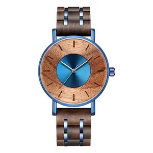 Best Christmas Gifts Stainless Steel Wood Watch Men Stylish Timepieces 3ATM Waterproof Japan Quartz Wooden Wrist Watches 2024