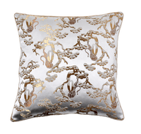 Housse de coussin carrée de luxe en jacquard métallique avec appliques pour canapé, salon, décoration intérieure