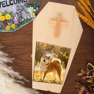 Wooden Pet <b>Urn</b> 25x15x10.5cm Gothic Style Secure Flip Top For <b>Cat</b> Dog Memorial - Product Image 4