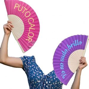 Abanico Plegable de Bambú Español de Alta Calidad con Logotipo Personalizado, Pintado a Mano, para Bodas, Fiestas, Arte Folclórico - Product Image 4