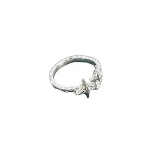 Достаточная поставка серебра S925 пробы, Крутое женское Открытое кольцо в виде звезды, прохладный ветер, маленький дизайн, оптовая продажа для женщин