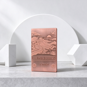 Barra de Cobre de 1 kg, 999 Puro, en Oferta, Nuevo Diseño Láser Rectangular, Arte Tradicional Coleccionable - Product Image 1