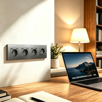 Prise murale UBARO 4 gangues EU 16A 250V avec panneau en verre trempé et 3 ports de charge USB A+C, type 295