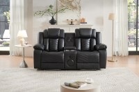 Canapé sectionnel motorisé pour salon, fauteuil de cinéma deux places, fauteuil inclinable électrique en cuir noir