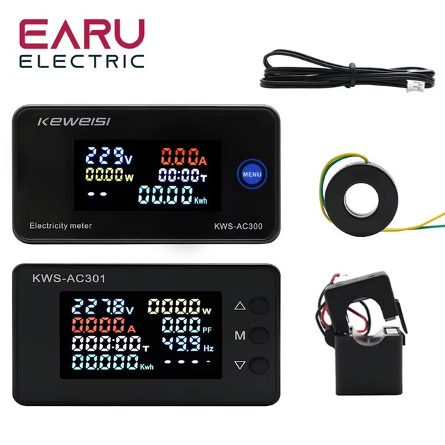 Voltmeter Ammeter AC 50-300V Power Energy Meter Digital Wattmeter Electricity Meter 0-20 100A Power KWS-AC301 AC300