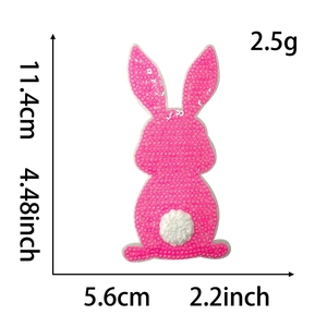 Bán Buôn 6 Màu Sắt Trên Thỏ Bunny Thêu Vá Phục Sinh Thỏ Sequin Thêu Các Bản Vá Lỗi Sequin May Cạnh Vá - Product Image 4