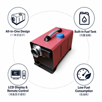 Yatay Dizel Hava Isıtıcısı 5KW 12V/24V Hepsi Bir Arada, Dahili Depo, Uzaktan Kumanda ve LCD Monitörlü, Kamyon, Karavan, Van için