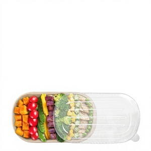 Food Grade Disposable Take Away Kraft <b>Paper</b> Salad <b>Bowl</b> with PET Lid Minimalist Design for Party Use - Product Image 4