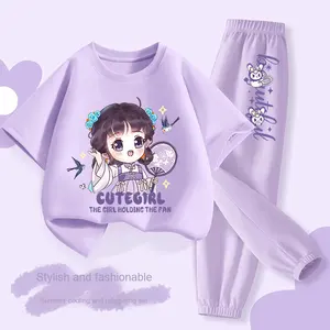 2025 Meninas Novo Casual Verão Outerwear Conjunto De Duas Peças Puro Algodão Fácil Jogo Impresso De Malha - Product Image 6