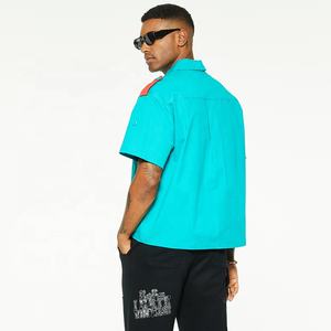 Polo da <span class=keywords><strong>uomo</strong></span> con Logo personalizzabile personale a manica corta con cerniera <span class=keywords><strong>turchese</strong></span> di alta qualità - Product Image 3