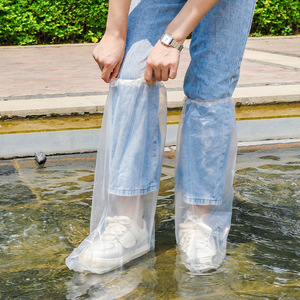 Couvre-bottes de pluie jetables, imperméables, antidérapants, en plastique transparent, épaissis, résistants à l'usure, protection des pieds unisexe pour l'extérieur - Product Image 2