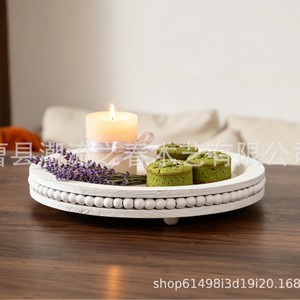Retro round <b>dinner</b> <b>tray</b>, scented candle <b>tray</b>, wooden bead <b>tray</b>, storage rack, home decor, dessert <b>tray</b> - Product Image 4