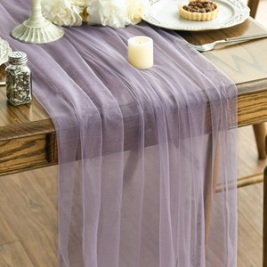 <span class=keywords><strong>Chemin</strong></span> <span class=keywords><strong>de</strong></span> <span class=keywords><strong>table</strong></span> <span class=keywords><strong>de</strong></span> mariage en tulle uni, décorations <span class=keywords><strong>de</strong></span> guirlandes pour événements oniriques, vente en gros - Product Image 6
