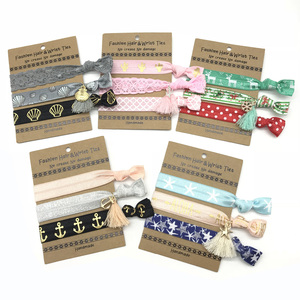 100 Packs/Lô Dây Buộc Tóc Với Tassel Charm Bán Buôn Cô Gái Bracelet Anchor Shell Đàn Hồi Tóc Ban Nhạc Giáng Sinh <span class=keywords><strong>Ponytail</strong></span> Chủ - Product Image 1