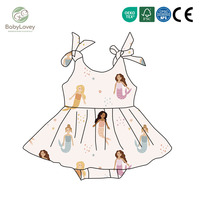 Maillot de bain une pièce pour filles Babylovey, imprimé sirène en soie de lait, sans manches, avec nœud papillon et short