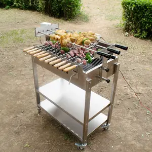 便携式传统鸡肉烤肉串木炭烤架巴西烧烤串烤架旋转器