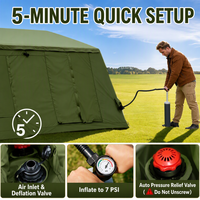 Tente de camping gonflable 13x9 pieds pour 8-10 personnes, en Oxford 420D, colonne d'air TPU anti-explosion, imperméable PU3000, pour glamping familial en extérieur