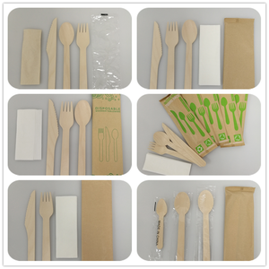Juego de Cubiertos Desechables de Madera, Utensilios Compostables, Juego de Cuchillos, Tenedores y Cucharas para Bodas, Fiestas y Campamentos - Product Image 4