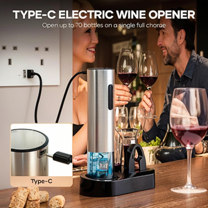 Stainless Steel Automatic Rechargeable Electric Wine Bottle Opener <b>Gifts</b> <b>Set</b> with Foil Cutter Convenient Corkscrew - Product Image 4