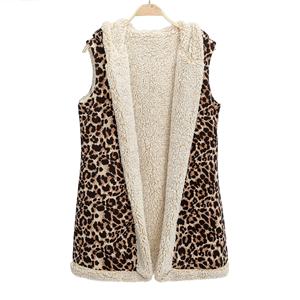 Chalecos de lana reversibles con frente abierto sin mangas Chaleco de Sherpa con capucha de piel sintética para mujer - Product Image 1