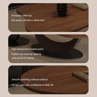 Table basse de salon moderne en métal avec plateau en bois durable de luxe et rangement à 2 niveaux, mobilier de maison