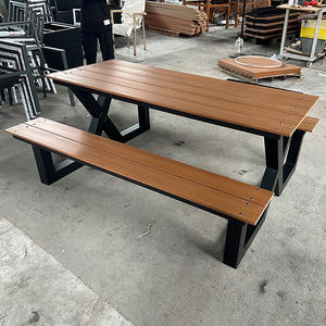 Meubles de patio extérieur <span class=keywords><strong>coussin</strong></span> étanche <span class=keywords><strong>banc</strong></span> de pique-nique de jardin en métal et ensemble de chaises pour cour salle à manger hôtel - Product Image 2