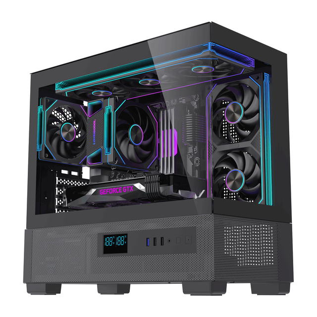Lovingcool Popular Temperature Display Screen Custom PC Cabinet ATX/M-ATX Computer Case & Towers PC Gaming Case for Desktop