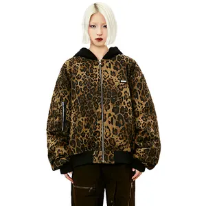 Hochwertige Designer Polyester Leoparden muster Coat Puff taktische Winter OEM Logo Custom Men Warme Hoodies Puffer Jacke
