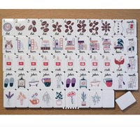 Set Ubin Mahjong Amerika Mewah 160 Lembar Bahan Akrilik Gaya Marmer Mint Karya Seni Portabel Dapat Dilipat & Tahan Lama