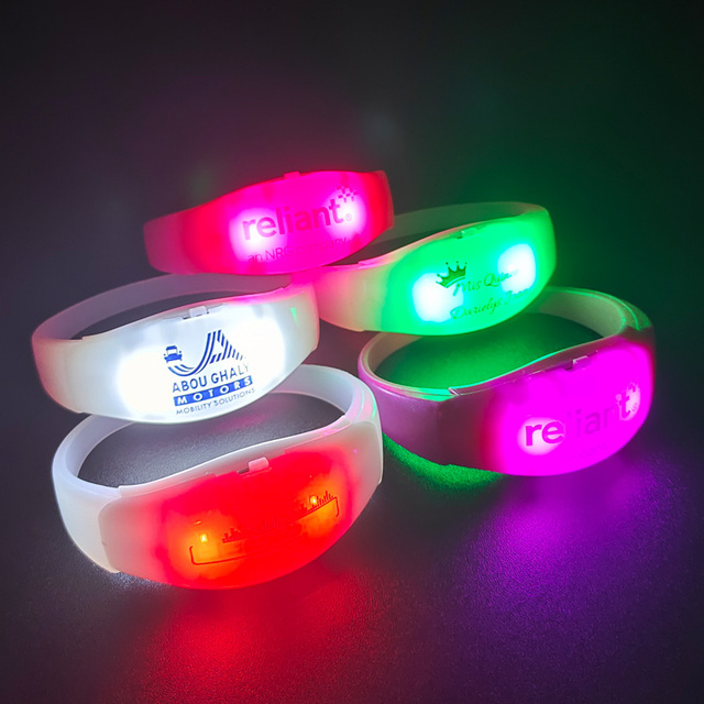 Wedding Sound Activated LED Wristbands Custom Glowing LED Concert Bracelet