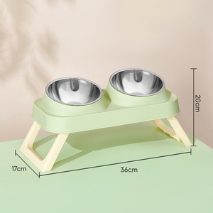 Gamelle double carrée pliable en acier inoxydable surélevée antidérapante pour animaux de compagnie – Utilisation manuelle – Vente en gros - Product Image 1