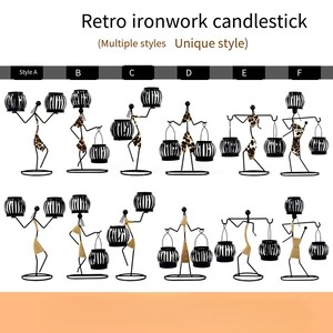 Farol Doble Rústico de Hierro Forjado Estilo Retro, Candelabro Decorativo para <span class=keywords><strong>Cena</strong></span> a la Luz de las Velas, Accesorios de Ambiente - Product Image 2