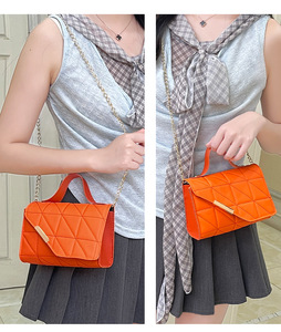 Trendy Rhomboid Chain PU Women's <b>Handbag</b> Fashionable <b>Small</b> Square Casual Crossbody Shoulder Bag - Product Image 5