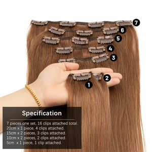 Extensiones de Cabello Humano Real de 18 Pulgadas, Color <span class=keywords><strong>Castaño</strong></span> Oscuro <span class=keywords><strong>Balayage</strong></span>, 7 Piezas, Lisas, Remy, <span class=keywords><strong>con</strong></span> Clip, Trama Sedosa - Product Image 2