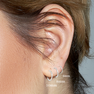 ROXI 3Pcs/Set 6/8/10mm S925 <b>Sterling</b> <b>Silver</b> Simple <b>Hoop</b> Huggies Earrings 18K Gold - Product Image 4