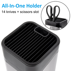 Bloc à couteaux universel en acier inoxydable de style nouveau avec support à couteaux carré plus aiguisé, rangement de couteaux gain de place - Product Image 3