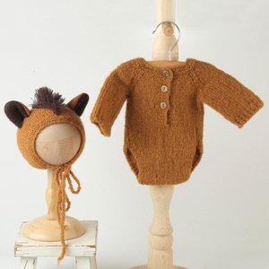Conjunto de Ropa Tejida de Lana de Mohair con Tema de Caballo para Bebé <span class=keywords><strong>Recién</strong></span> Nacido con Gorro de Pony, Pañal, Juguete, Accesorios de Fotografía para Sesiones Fotográficas - Product Image 4