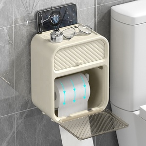 Distributeur de <span class=keywords><strong>papier</strong></span> <span class=keywords><strong>toilette</strong></span> mural multifonctionnel et étanche en plastique 2026 avec boîte de <span class=keywords><strong>rangement</strong></span> roulante - Product Image 1