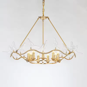 Offre Spéciale verre oiseaux design suspension led rond doré lustre lumières pour décoration salle à manger maison - Product Image 4