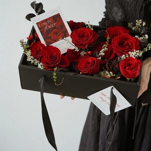 Black Bowknot Transparent PVC <b>Gift</b> <b>Box</b> Red Cake Package <b>Box</b> for Pink Flower Rose <b>Box</b> for Wedding - Product Image 2