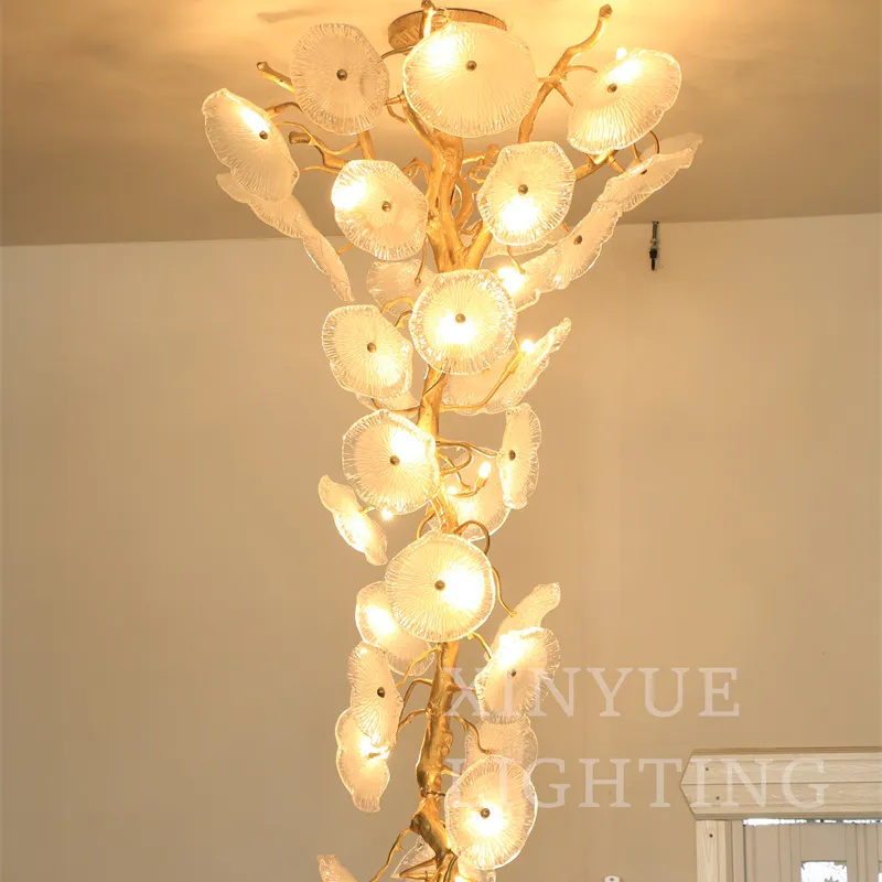 עץ סניף קריסטל נברשת סלון אמנות אור מעצב רומנטי כסף תליון אור