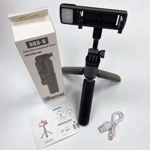 S03 S Draadloze Mobiele Telefoon Selfie Stick Statief Mini Flexibel Draagbaar 3-in-1 Draaibaar LED Licht Sticker Met Afstandsbediening - Product Image 6