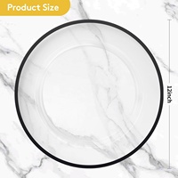 Lot de 100 assiettes de présentation jetables en plastique transparent de 12 pouces avec bord noir pour dîner, mariage, fête