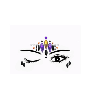 Pegatinas faciales Halloween Rhinestone Face Jewels Venta al por mayor Tatuaje temporal Gema Cristal Acrílico MSDS Tatuaje temporal durante 6 meses - Product Image 3