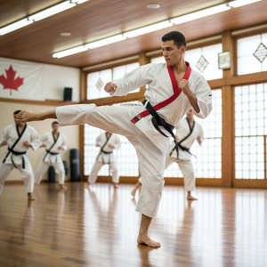 Kimono d'entraînement de karaté homologué WF, blanc avec rouge, en polycoton, unisexe, équipement de karaté pas cher - Product Image 3