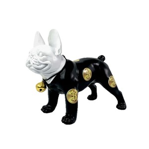Figurine de <span class=keywords><strong>bouledogue</strong></span> <span class=keywords><strong>noir</strong></span> <span class=keywords><strong>et</strong></span> <span class=keywords><strong>blanc</strong></span> en résine, thème animal, artisanat créatif pour bureau, cadeau d'anniversaire - Product Image 1